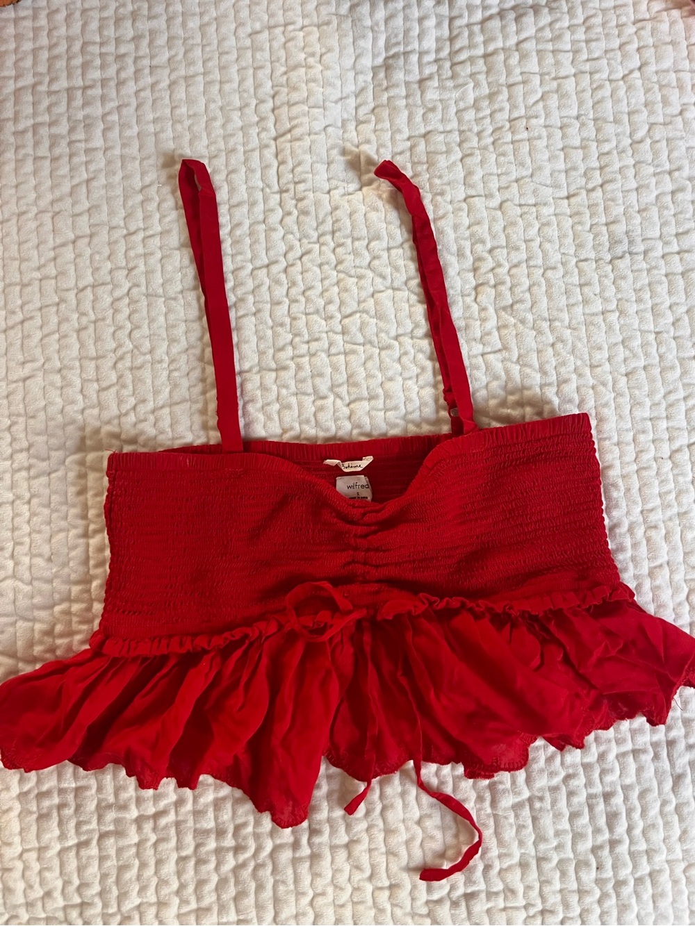 Aritzia Red Smocked Tie-Front Camisole